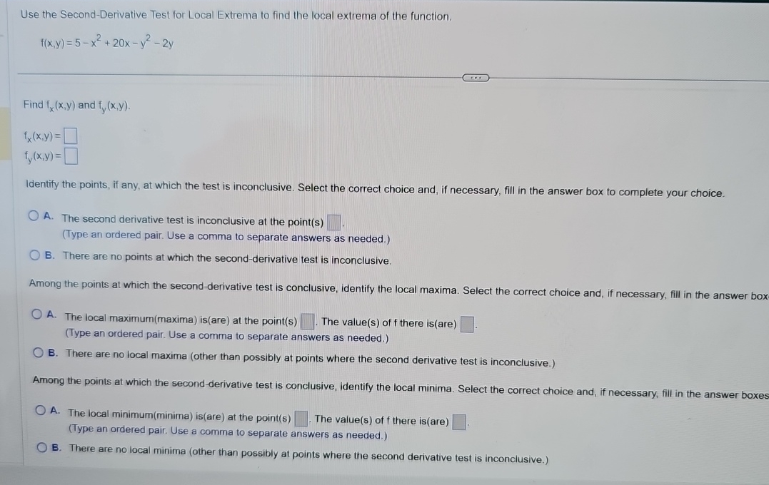 Use the Second - Derivative Test for Local