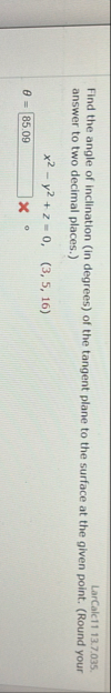 Find the angle of inclination ( in degrees ) of
