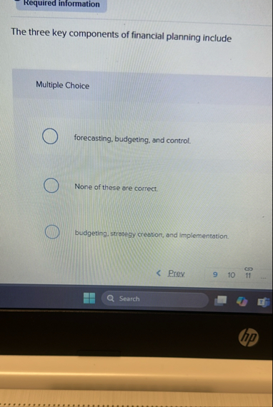 The three key components of financial planning