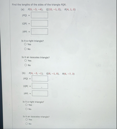 Find the lengths of the sides of the triangle P Q