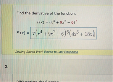 Find the derivative of the function. F ( x ) = (