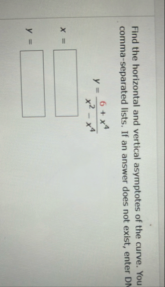 Find the horizontal and vertical asymptotes of