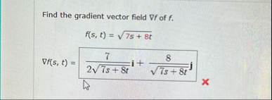 Find the gradient vector field gradf of f . f ( s
