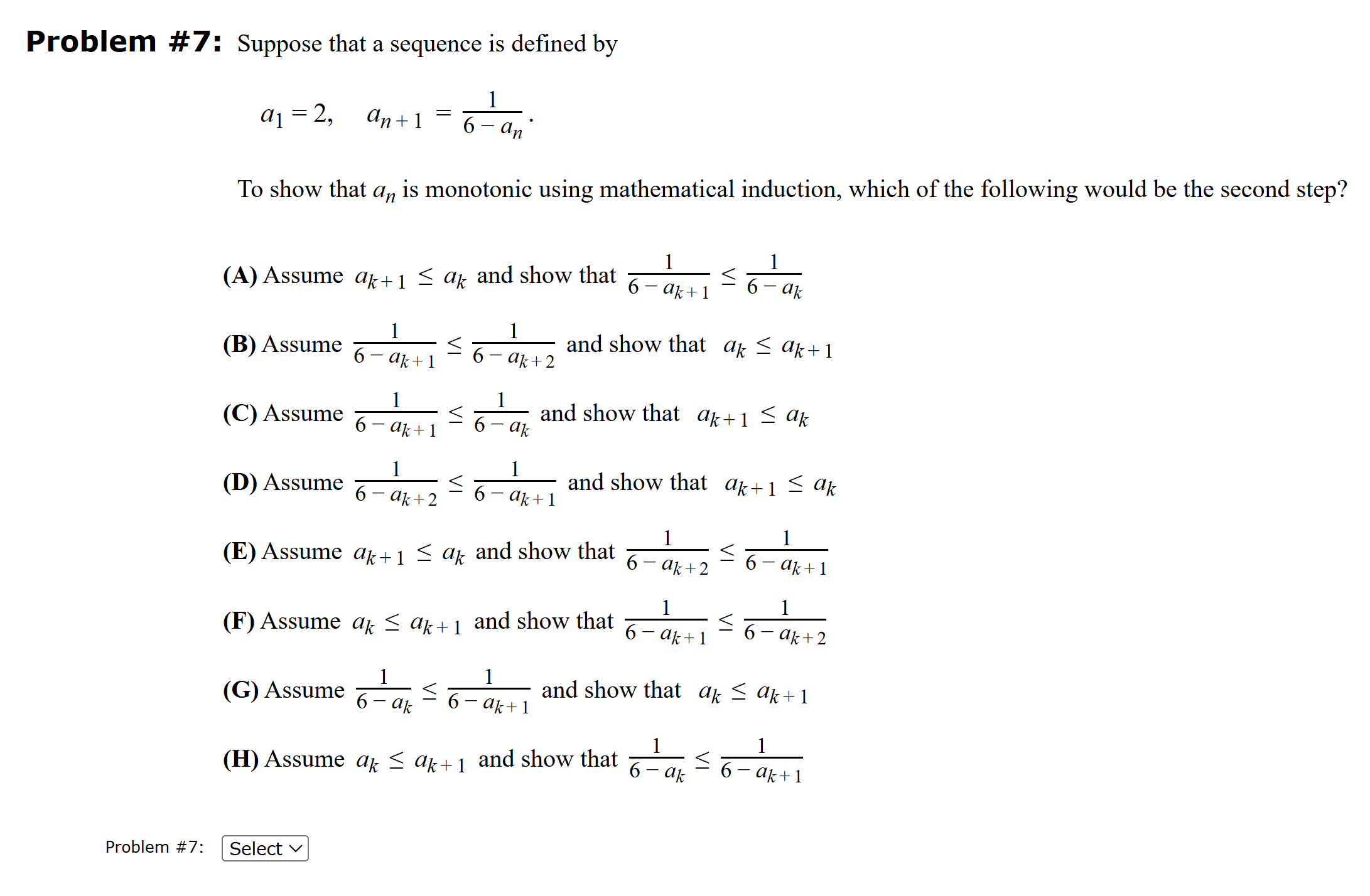 Problem # 7 : Suppose that a sequence i s defined