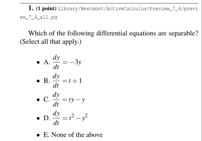 ( 1 point ) Library / Westmont / ActiveCalculus /