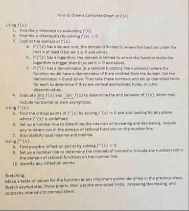 How to Draw a Complete Graph of f ( x ) Using f (