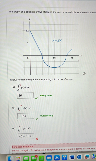 The graph of g consists of two straight lines and
