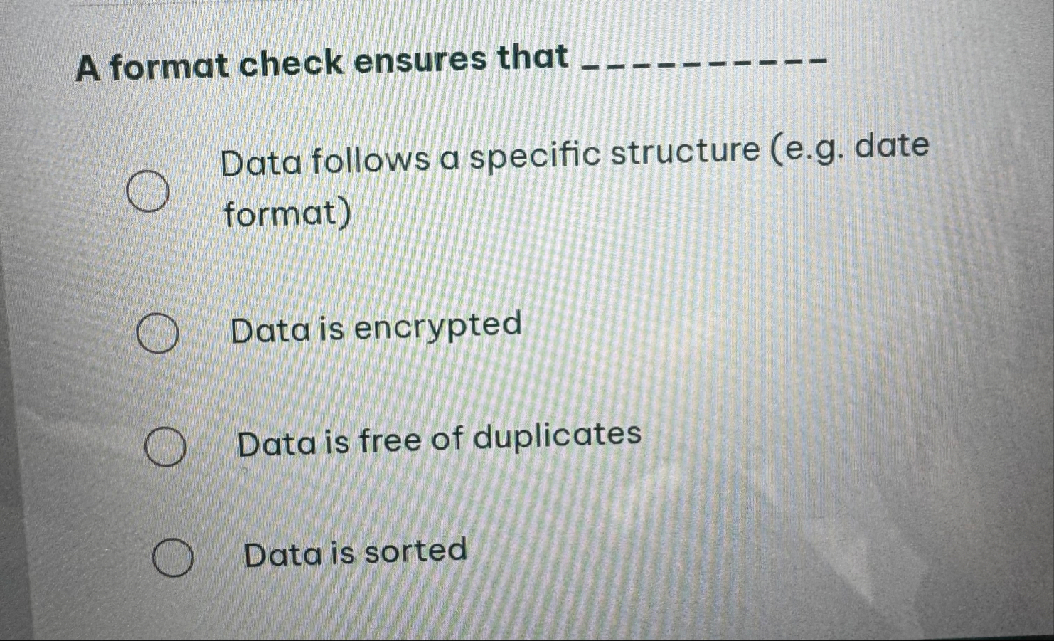 A format check ensures that q , Data follows a