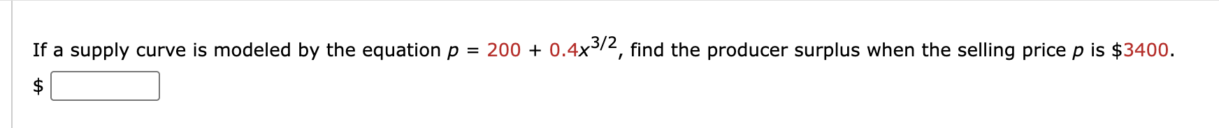 I f a supply curve i s modeled b y the equation p