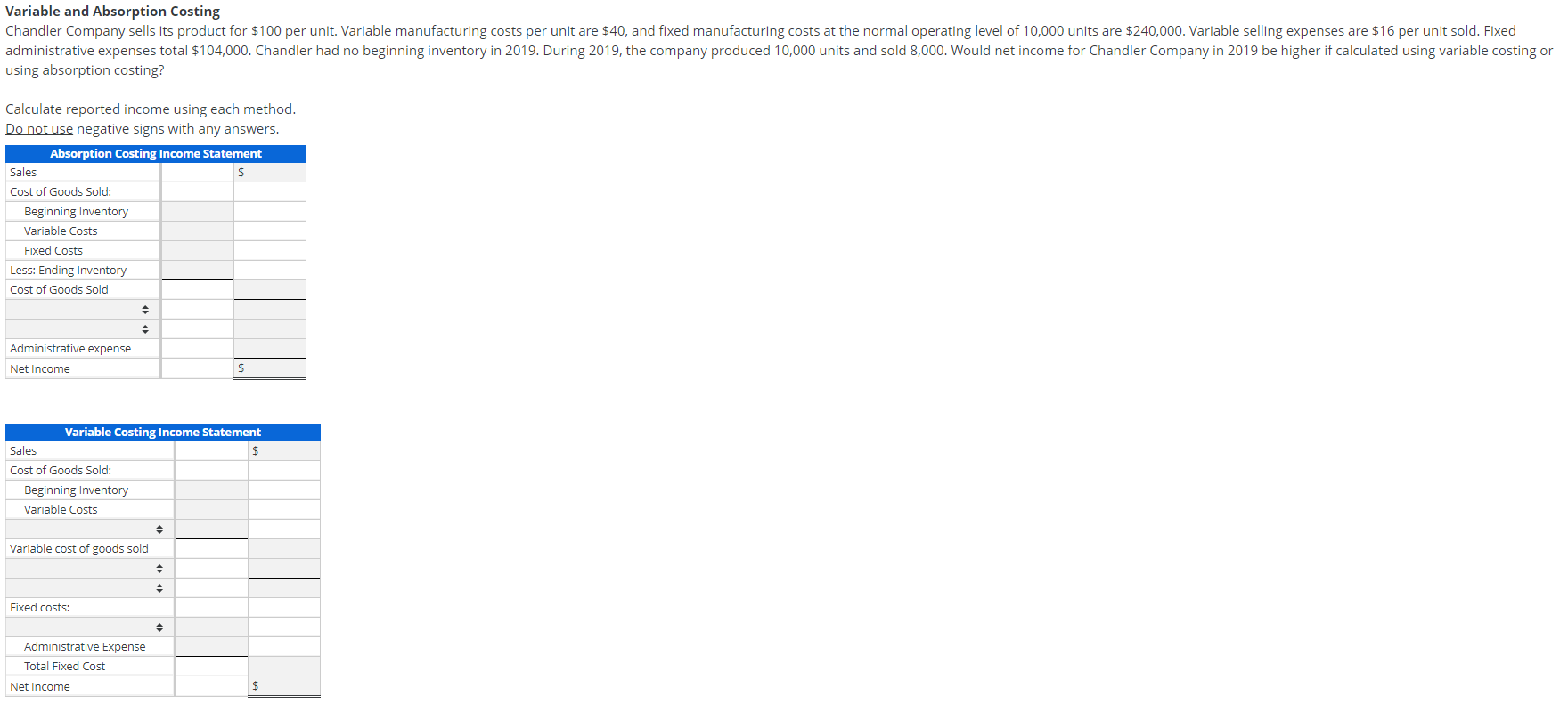 answer in the table format as asked and use