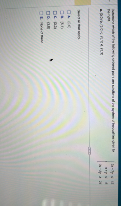 Determine which of the following ordered pairs