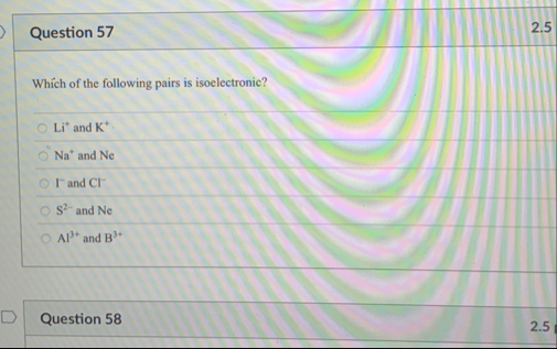 Question 5 7 2 . 5 Which of the following pairs