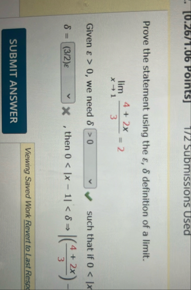 Prove the statement using the , definition of a