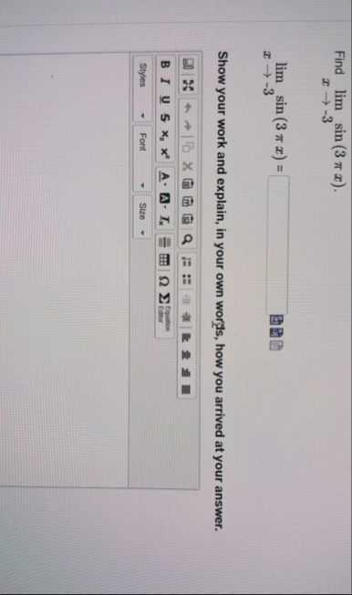 Find lim x - 3 s i n ( 3 x ) lim x - 3 s i n ( 3