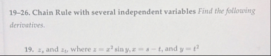 1 9 - 2 6 . Chain Rule with several independent