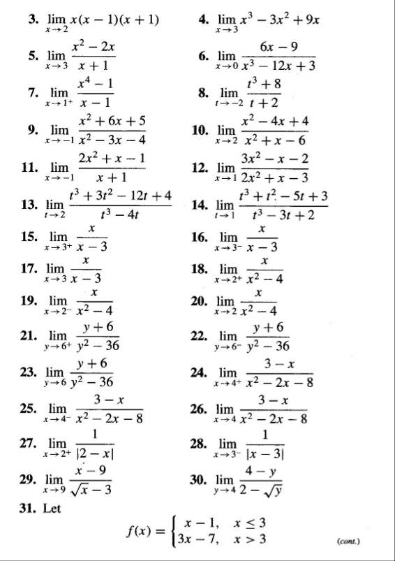 lim x 2 x ( x - 1 ) ( x 1 ) lim x 3 x 3 - 3 x 2 9