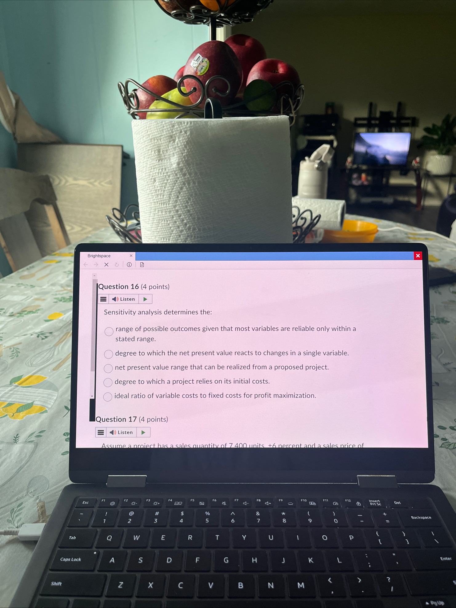 Question 1 6 ( 4 points ) Listen Sensitivity