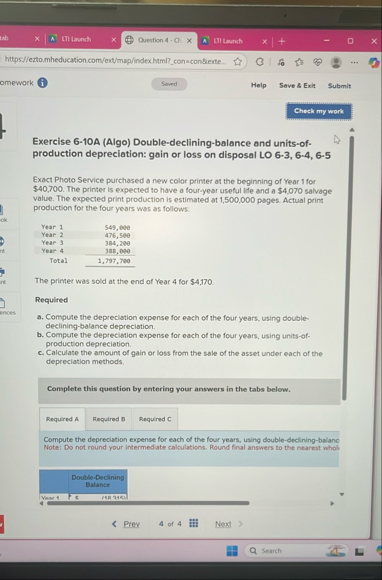 Exercise 6 - 1 0 A ( Algo ) Double - declining -