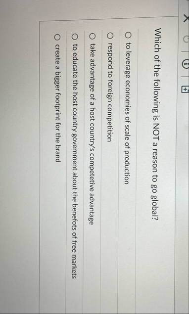 Which of the following is NOT a reason to go