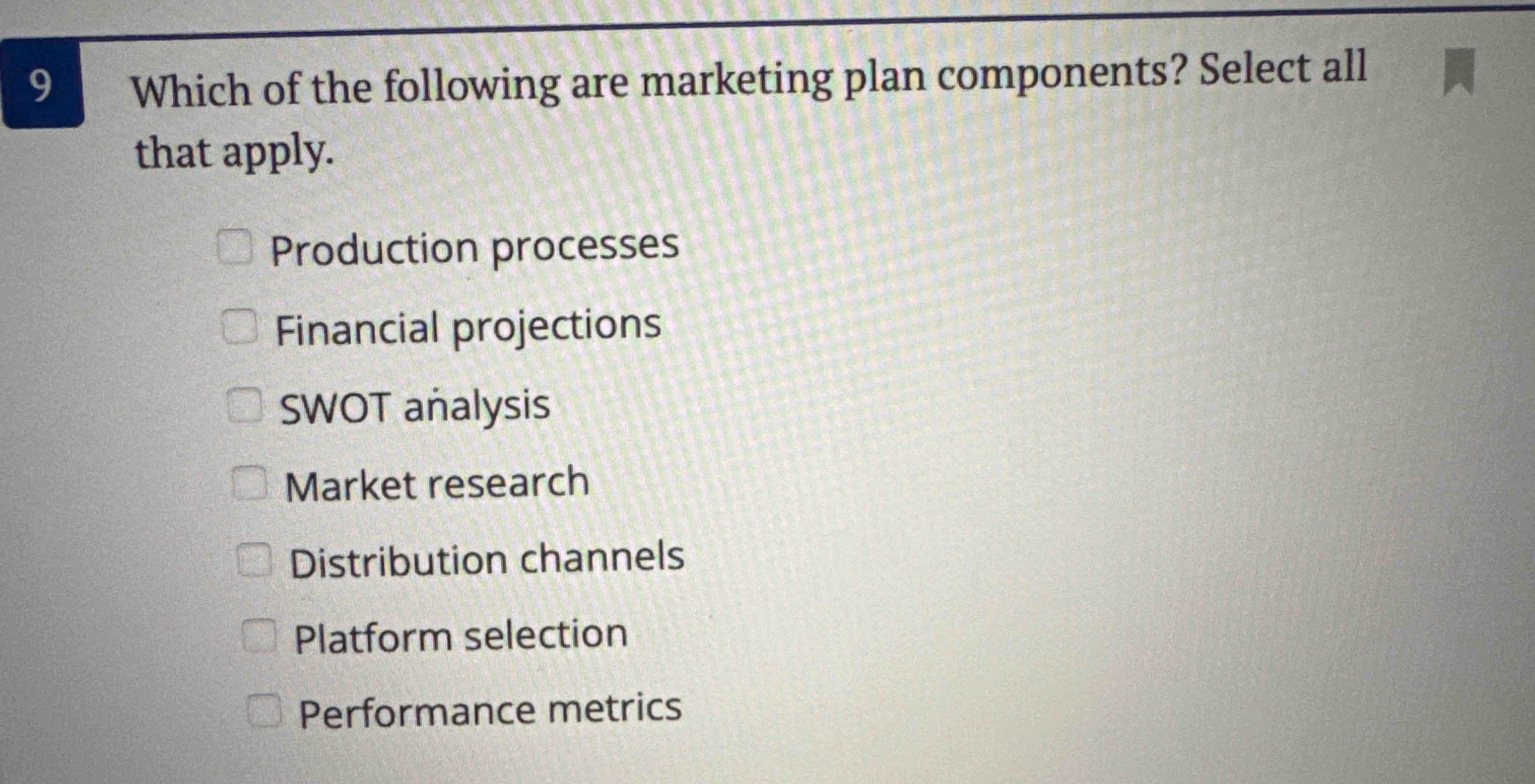 Which of the following are marketing plan