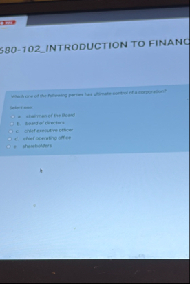 5 8 0 - 1 0 2 _ INTRODUCTION TO FINANC Which one