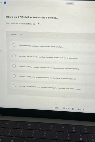 rk 1 TB MC Qu . 0 7 Cash flow from assets is