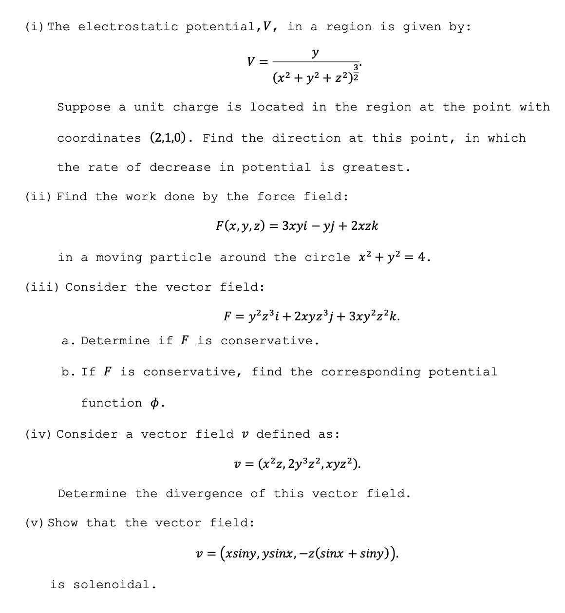 May you answer this calculus 3 question ( i ) The