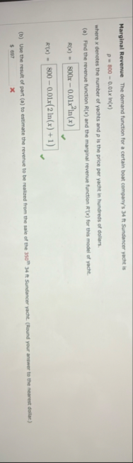 Marginal Revenue The demand function for a