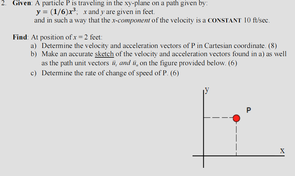 Given: A particle P i s traveling i n the x y -