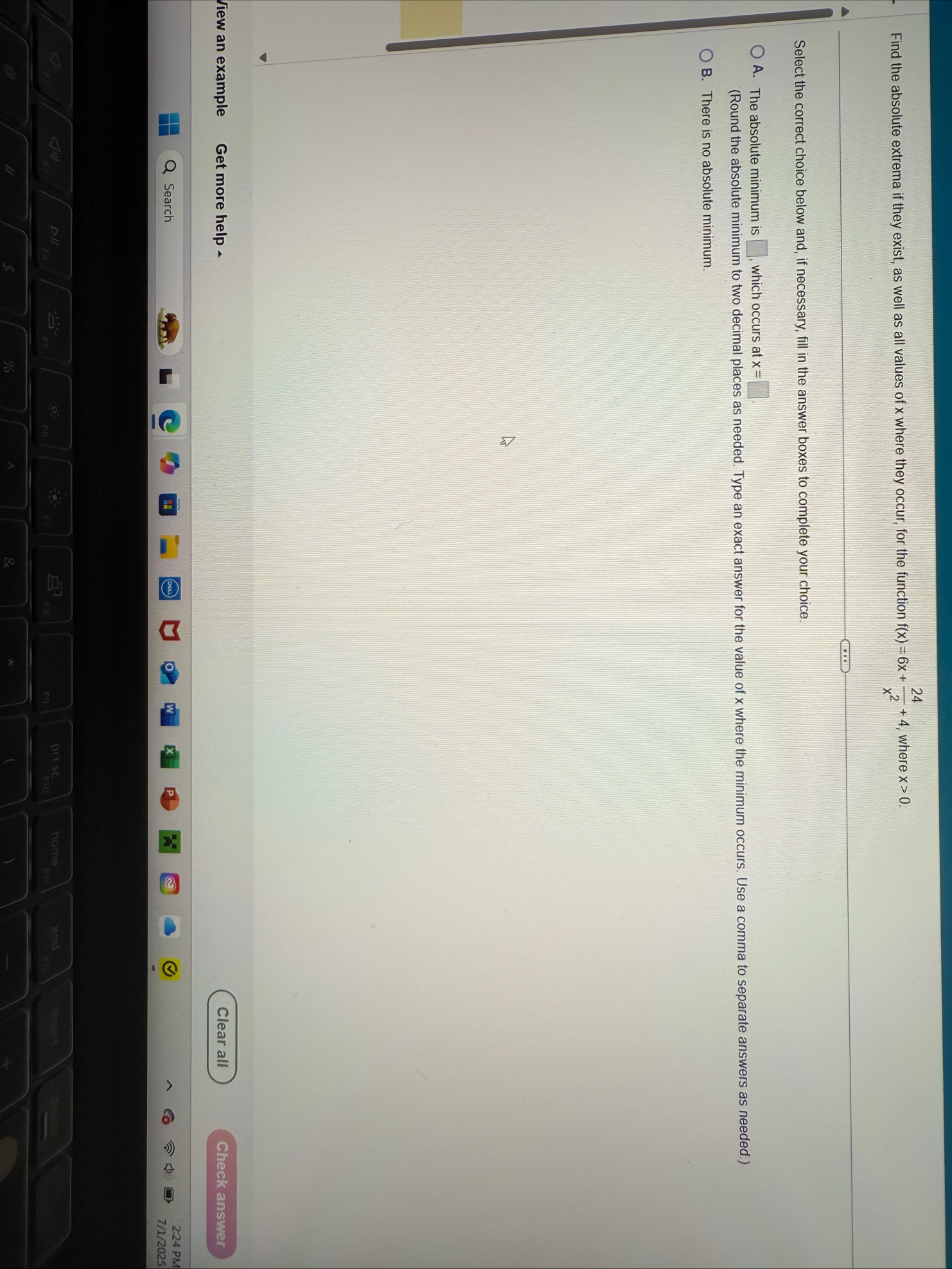 Find the absolute extrema if they exist, as well