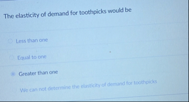 The elasticity of demand for toothpicks would be