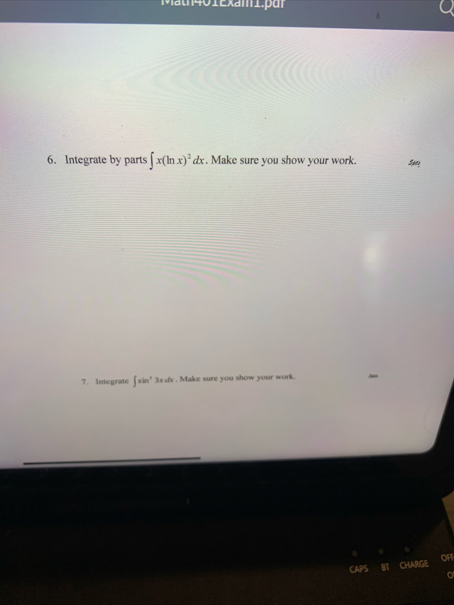 Integrate by parts x ( l n x ) 2 d x . Make sure