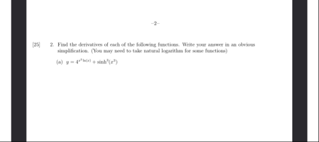 - 2 - [ 2 5 ] 2 . Find the derivatives of each of