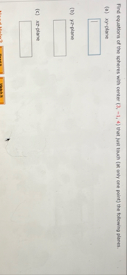 Find equations of the spheres with center ( 3 , -