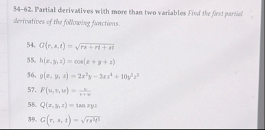 5 4 - 6 2 . Partial derivatives with more than