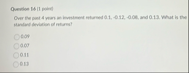 Question 1 6 ( 1 point ) Over the past 4 years an