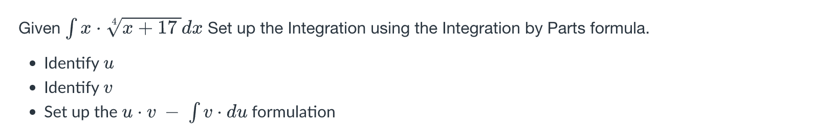 Given x * x + 1 7 4 d x Set u p the Integration
