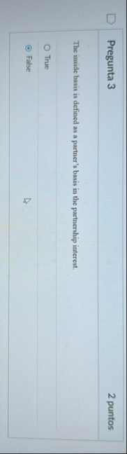 Pregunta 3 2 puntos The inside basis is defined