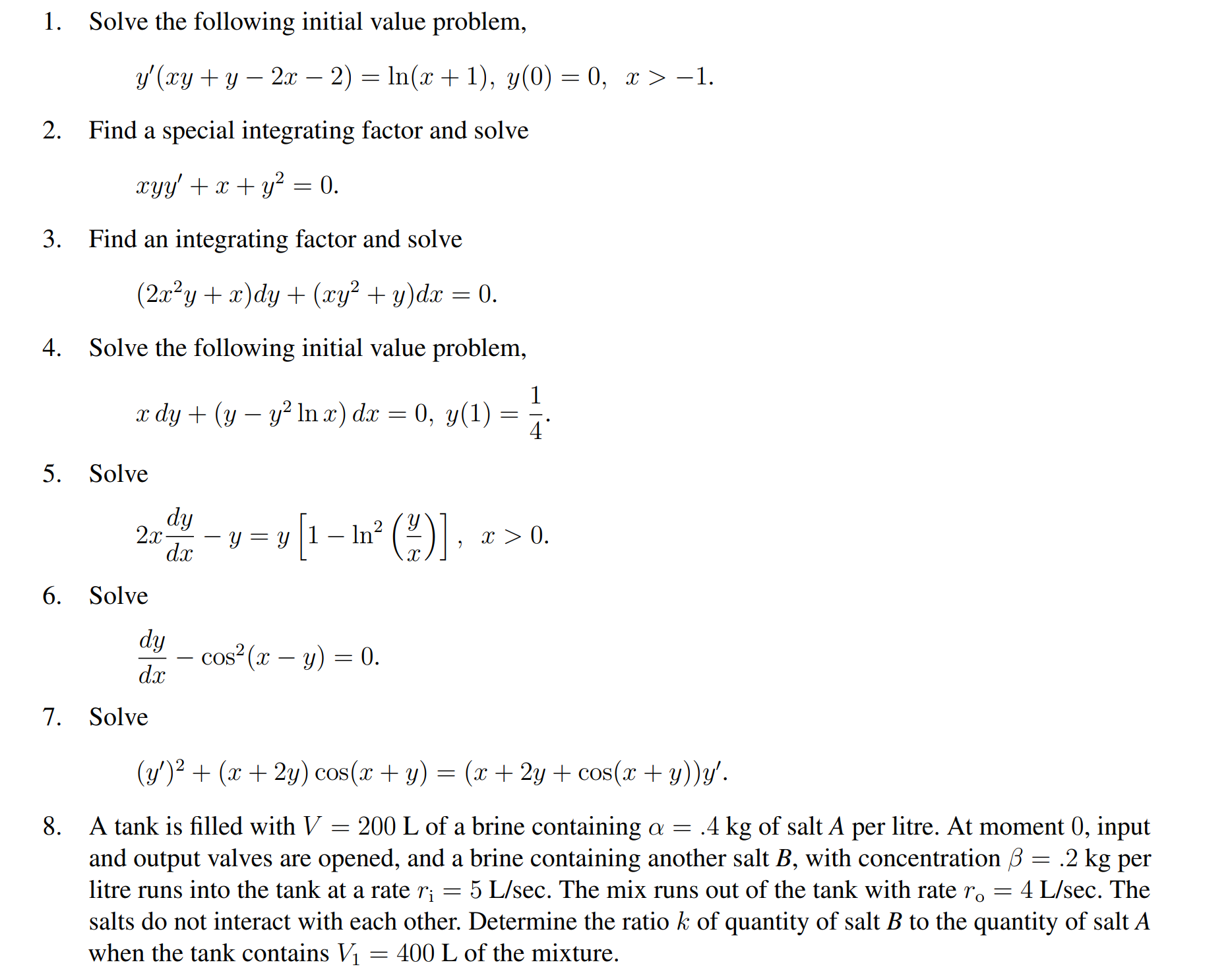 Solve the following initial value problem, y ' (
