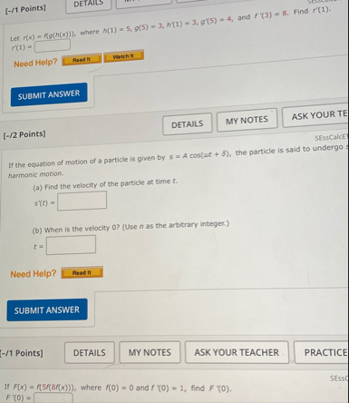 Let r ( x ) = f ( g ( h ( x ) ) ) , where h ( 1 )