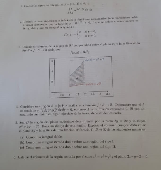 Calcule la siguiente integral, al A = { 1 0 . 1 1