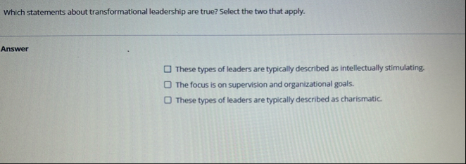 Which statements about transformational