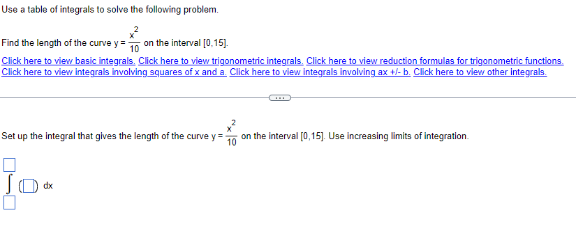 Use a table o f integrals t o solve the following