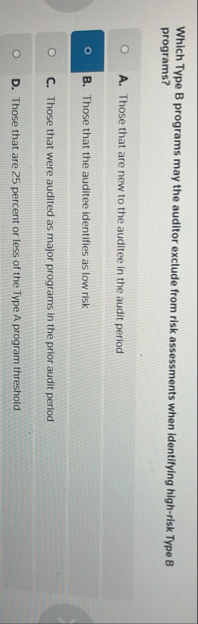 Which Type B programs may the auditor exclude