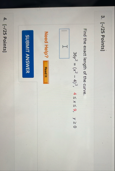 [ - / 2 5 Points ] Find the exact length of the