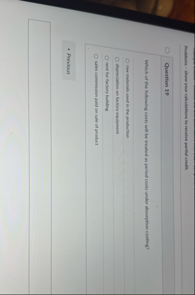 Problems - show your calculations to receive