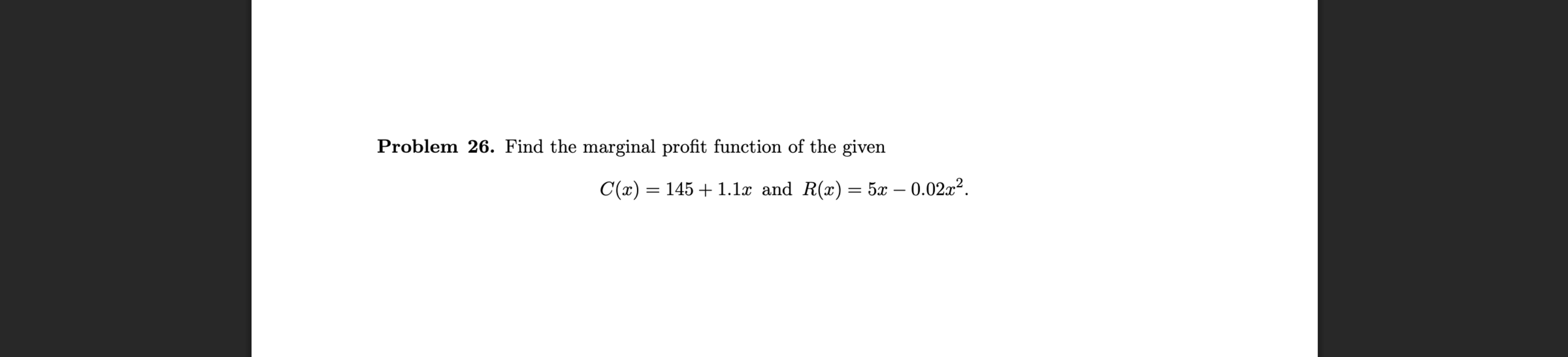 Problem 2 6 . Find the marginal profit function o