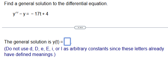 Find a general solution t o the differential