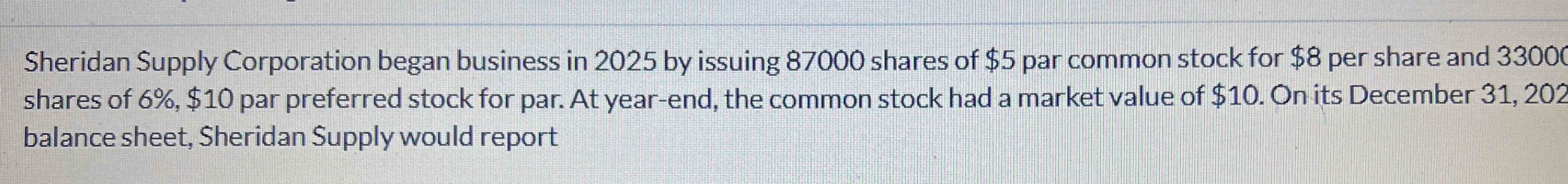 Sheridan Supply Corporation began business in 2 0