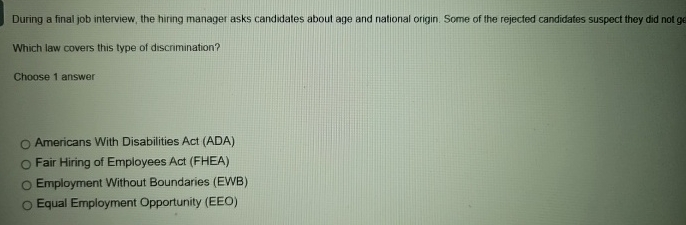 During a final job interview, the hiring manager